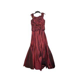 JS Collections Ruched Mermaid Gown With Rhinestone Brooch Red Size 12